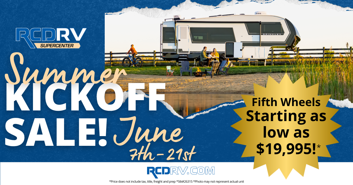 RCD RV fifth wheel Summer Kickoff Sale banner